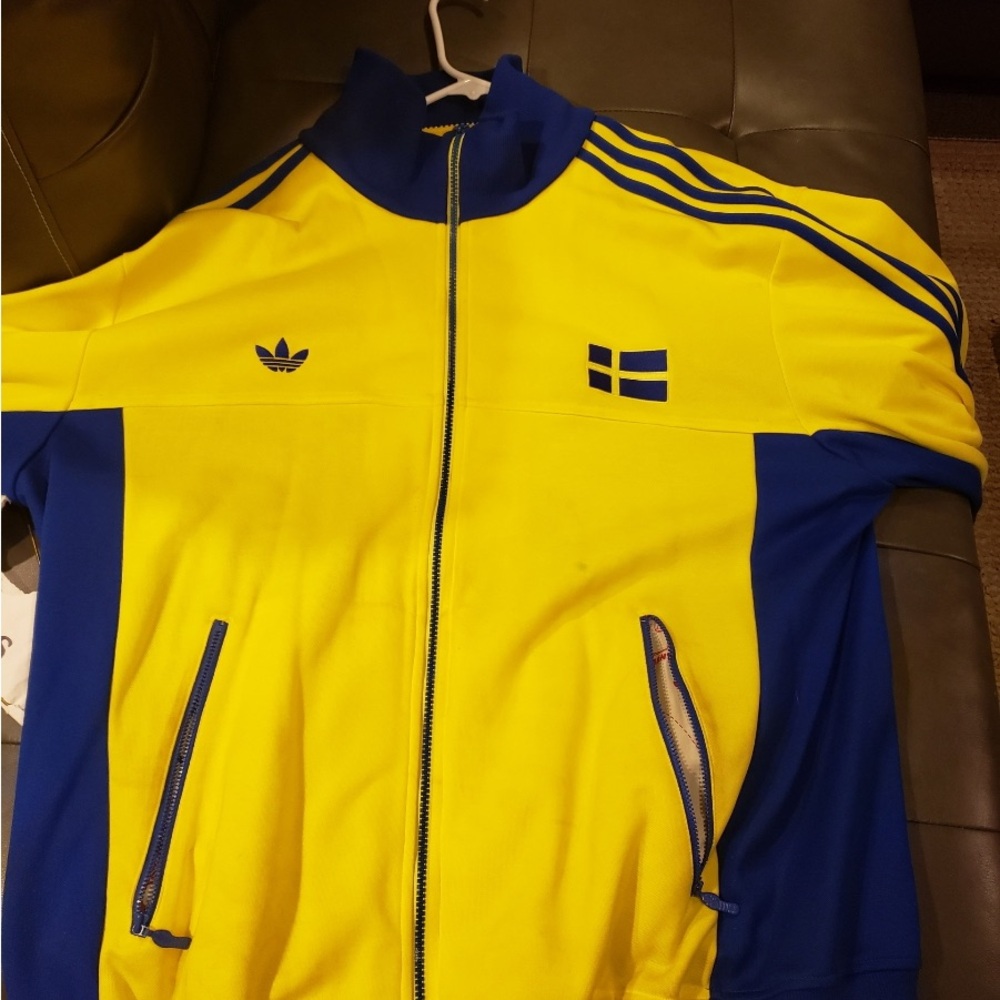 Adidas Yellow and Blue Track Jacket